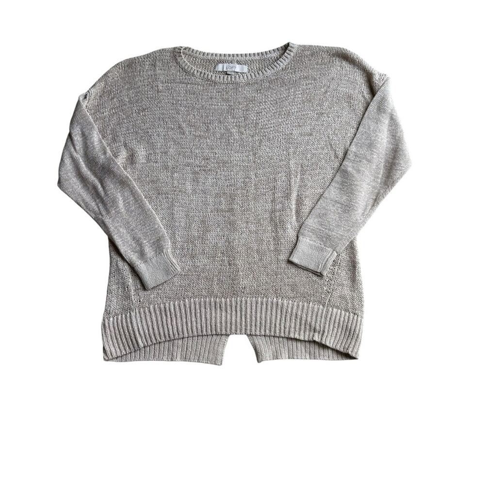 LOFT Light Cream Crew Neck Cable Sweater Size M